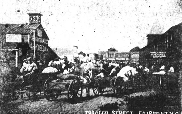 Farmers taking tobacco to market in Fairmont in the early 1900s