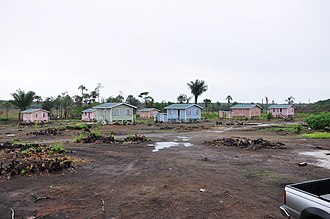 Little Red Village near Lake Tapakuma. Little Red Village is a reallocation project for people living in shanty towns. Tapakuma Red Village - panoramio.jpg