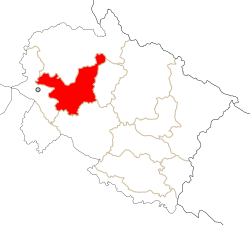 Tehri Garhwalin piirikunta Uttarakhandin kartalla.