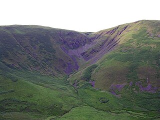 Devils Beef Tub Hollow in Scottish hills