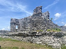Mayan ruin at archeological site in Tulum