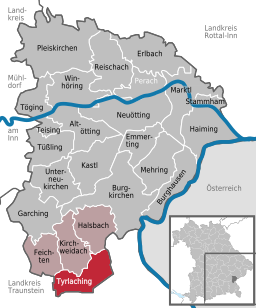 Läget för Tyrlaching i Landkreis Altötting