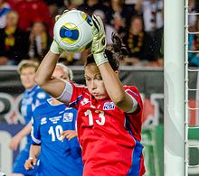 Playing a Group stage game against Germany in the UEFA Women's Euro 2013 at Myresjöhus Arena in Växjö.