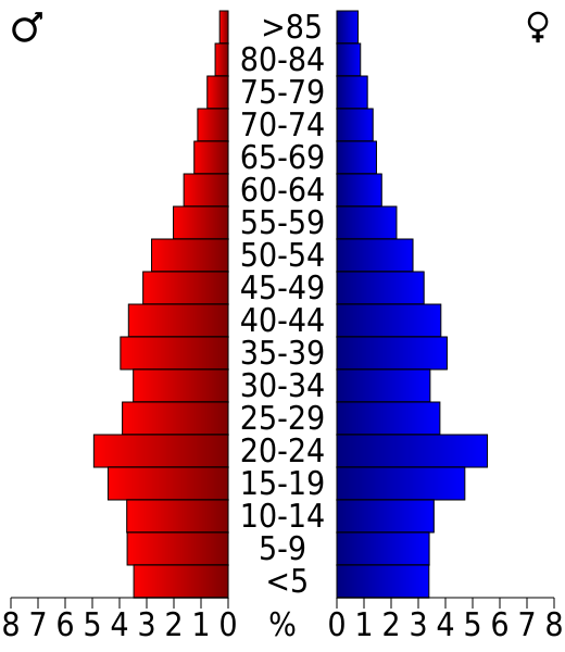 File:USA Faulkner County, Arkansas age pyramid.svg