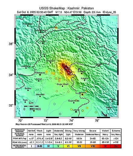 USGS Shakemap for the event