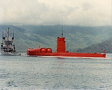 Grayback painted orange for sinking USS Grayback (SSG-574) sink.jpg