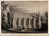 University College, Oxford; the library. Line engraving by J Wellcome V0014178.jpg