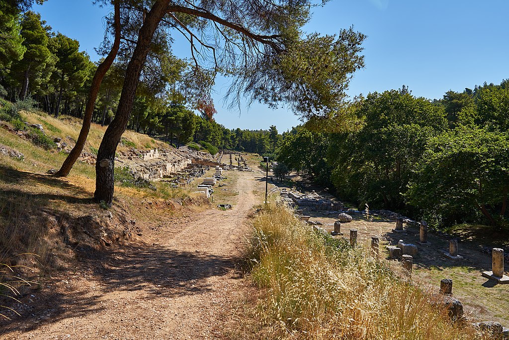 File:View of the Amphiareion at Oropos from the entrance to the archaeological site on July 24 ...