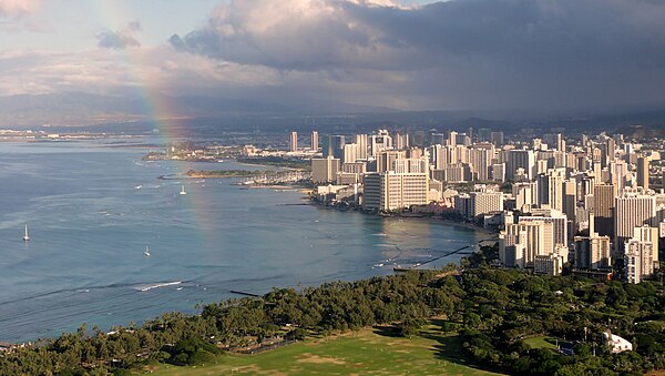 Waikiki beach as seen from Diamond Head