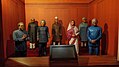 Fiberglass statues of the next seven Indian presidents (L-R: Pranab Mukherjee, R. Venkataraman, A. P. J. Abdul Kalam, Shankar Dayal Sharma, Pratibha Patil, K. R. Narayanan, Ram Nath Kovind