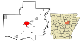 White County Arkansas Incorporated and Unincorporated areas Searcy Highlighted.svg