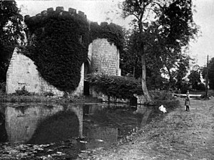 This photograph of Whittington Castle before its recent renovation was published in Thos D. Murphy's work In Unfamiliar England (1910). Whittington Castle 1910.jpg
