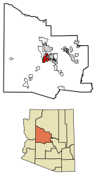 Location of Prescott in Yavapai County, Arizona.