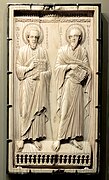 Parte of Ivory diptych panel with Saints John and Paul in the Museo archeologico nazionale of Venice