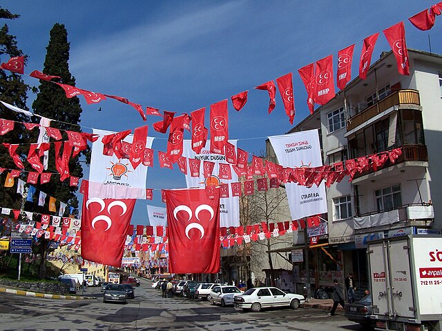 Flags of political parties before the Turkish municipal elections in Şile, Istanbul, March 2009