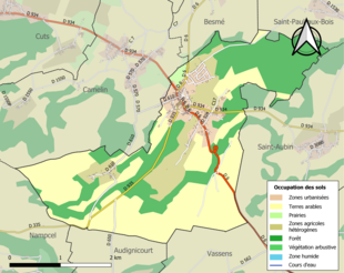 Barevná mapa znázorňující využití půdy.