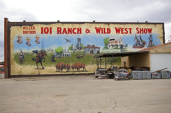 Mural Honoring the Miller Brothers and the 101 Ranch & Wild West Show. Located at 207 W. Grand in Ponca City, OK