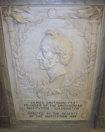 Smithson's gravestone in the Smithsonian Institution Castle
