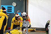 Deutsch: Bob-Europacup 2018/19; Station 1 in Altenberg, 2er-Rennen Nummer 1, Lauf 1 English: Bobsleigh Europe Cup 2018-19 in Altenberg - 2-man Race 1, first run