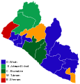 2005 Liberian presidential election map by county (1st round).svg