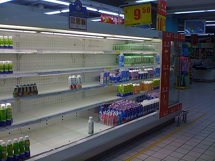 Empty milk shelf in a Carrefour supermarket in China as a result of the scandal