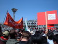 People gathered along The Embarcadero in anticipation of the torch's arrival at Justin Herman Plaza, before 15:00