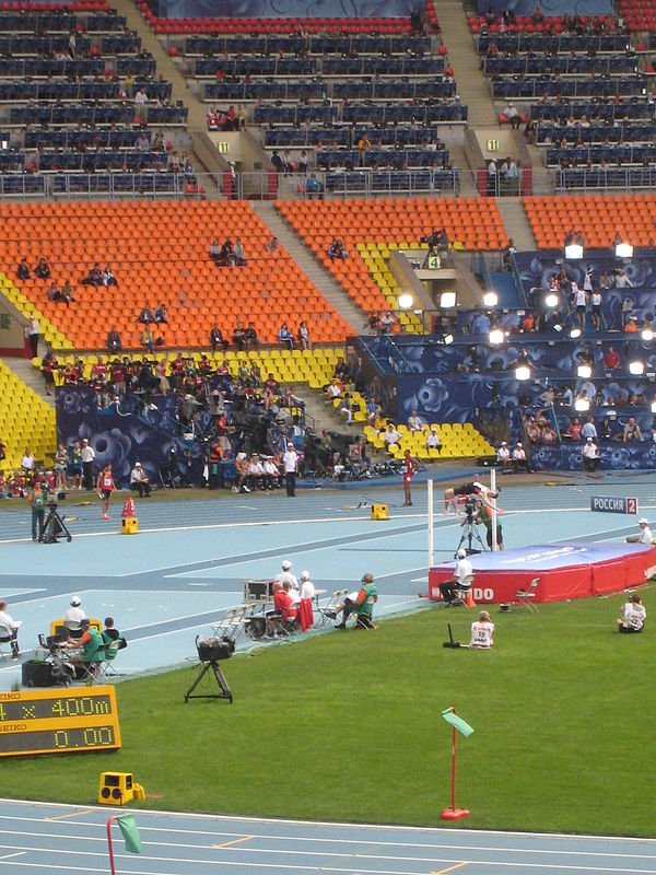 Drouin jumping at the 2013 World Championships in Moscow