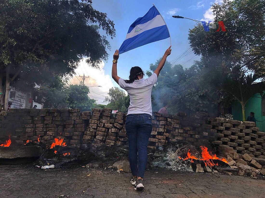 File:2018 Nicaraguan protests - woman and flag.jpg