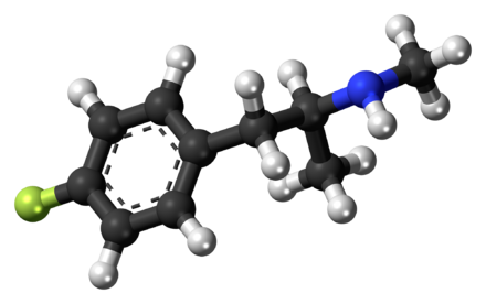 Ball-and-stick model of the 4-fluoromethamphetamine molecule
