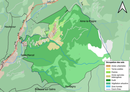 Mapa de colores que muestra el uso de la tierra.