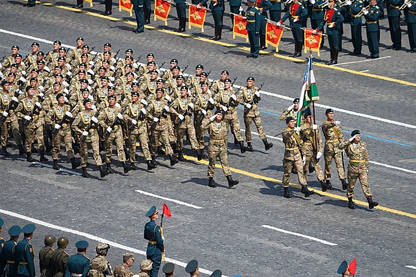 Troops of the Tashkent Military District during the 2020 Moscow Victory Day Parade on Red Square.