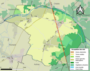 Barevná mapa znázorňující využití půdy.