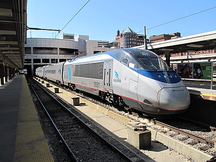 The Acela is the closest thing to high-speed rail in the United States. It travels between Boston and Washington, D.C. via New York City.