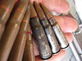 Handful of various types of 7.62×39mm cartridges