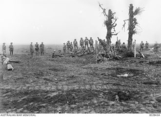 Stretcher bearers from the 8th Field Ambulance during the final Allied offensive of World War I, August 1918 AWM E02843A 8th Australian Field Ambulance stretcher bearers.JPG