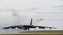 B-52H's during Exercise Prairie Vigilance 16-1 at Minot Air Force Base, N.D. A B-52H Stratofortress taxis down the runway (29316223593).jpg