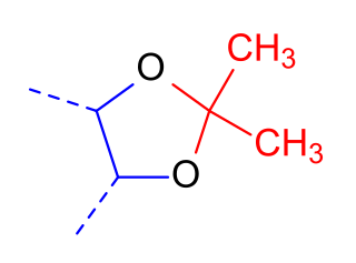 Acetonide functional group composed of the cyclic ketal of a diol with acetone