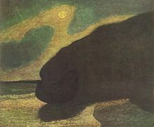 Kyst i måneskin af Albert Pinkham Ryder, ca. 1890. Olie på lærred, 35.8x43.5 cm. The Phillips Collection, Washington, DC