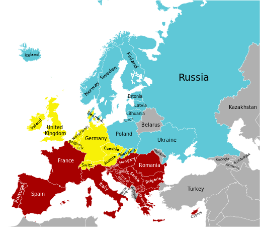 Les trois couronnes d'alcool en Europe, selon les consommations traditionnelles dans chaque pays. Prédominance de la vodka Prédominance de la bière Prédominance du vin