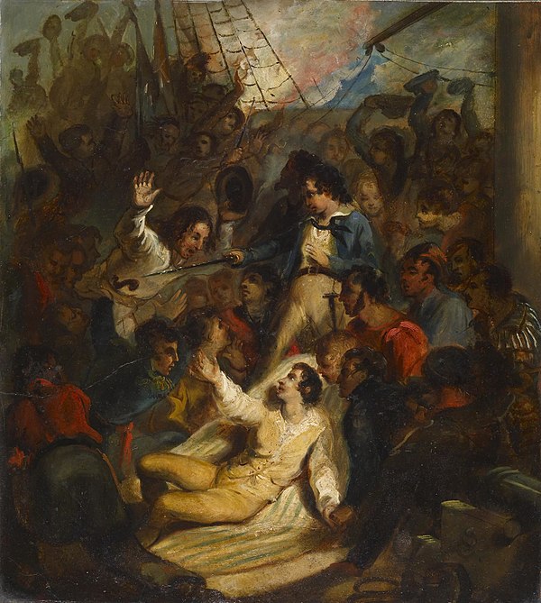 "Don't Give Up That Ship!", a depiction of Lawrence's death by Alfred Jacob Miller