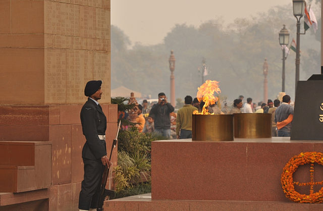 Premium Vector | Amar jawan jyoti on indian map background for 26th of  january