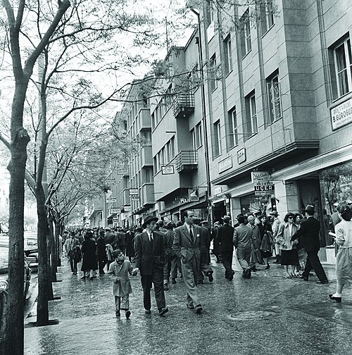People on the Anafartalar Boulevard, Ankara in the 1950s