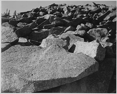 Moraine in Rocky Mountain National Park, taken by Ansel Adams in 1941.