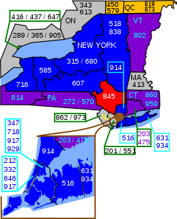 Area code 845 Telephone area code in New York state