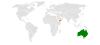 Location map for Australia and Yemen.