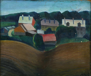 Landskab med huse, 1918