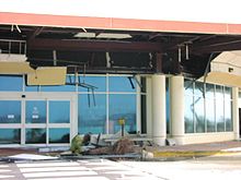 Structural damage was extensive at Bermuda International Airport. BDA Fabian damage2.jpg