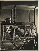 Watson Seated in the Cockpit of his Partially Constructed Biplane Fuselage, Follacleugh, Elsternwick, 1916.