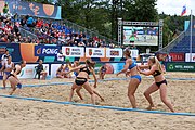 Deutsch: Beachhandball Europameisterschaften 2019 (Beach handball Euro); Tag 6: 7. Juli 2019 – Spiel um Platz Drei, Frauen, Kroatien-Niederlande 0:2 (14:23, 20:22) English: Beach handball Euro; Day 6: 7 July 2019 – Women's Bronze Medal Match – Croatia-Netherlands 0:2 (14:23, 20:22)