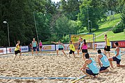 Deutsch: Beachhandball Europameisterschaften 2019 (Beach handball Euro); Tag 1: 2. Juli 2019 – Männer, Vorrunde Gruppe A, Deutschland-Norwegen 2:0 (22:14, 22:20) English: Beach handball Euro; Day 1: 2 July 2019 – Men Preliminary Round Group A – Germany-Norway 2:0 (22:14, 22:20)